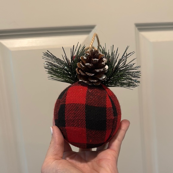 Plaid Red and Black Holiday Ornament Set - Picture 3 of 7